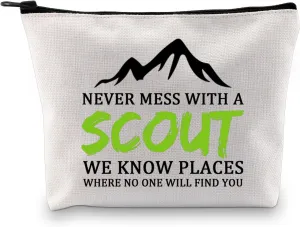 BDPWSS Funny Scout Gift Scout Troop Leader Gift Never Mess With a Scout We Know Places Where No One Will Find You Makeup Bag (Know scout bag)