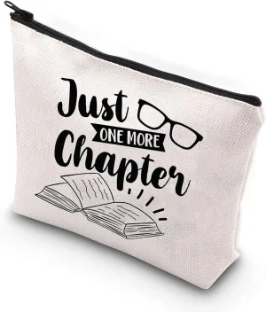 BDPWSS Just One More Chapter Book Lover Cosmetic Bag Literary Book Themed Zipper Pouch Pen Organizer Bag Gifts For Bookworm Readers Librarian Bibliophiles (more chapter)