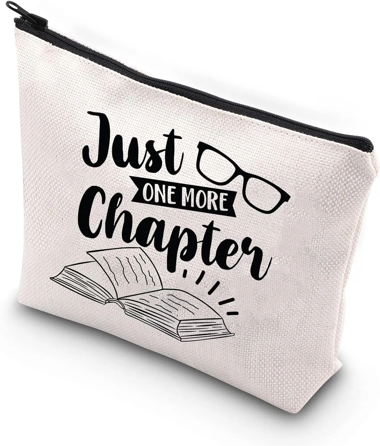BDPWSS Just One More Chapter Book Lover Cosmetic Bag Literary Book Themed Zipper Pouch Pen Organizer Bag Gifts For Bookworm Readers Librarian Bibliophiles (more chapter)