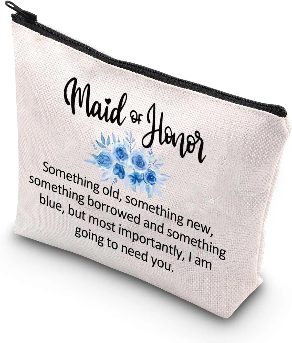 BDPWSS Maid Of Honor Makeup Bag Maid Of Honor Proposal Gift Something Old Something New Something Borrowed Something Blue Bag For Maid Of Honor Gift (something maid honor)