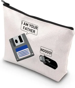 BDPWSS Programmer Gifts Funny Computer Tech Science Engineering Makeup Bag i Am Your Father Noooo Floppy Disk And USB Gift (Father Noooo)