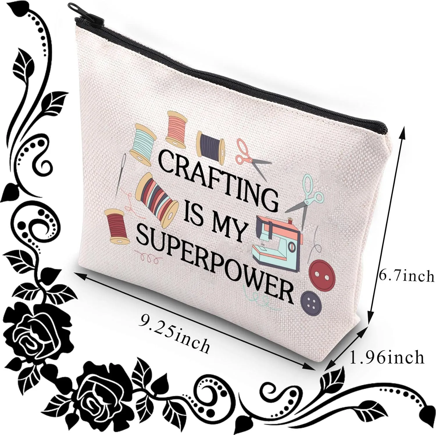 BDPWSS Sewing Gift For Sewing Lovers Sewing Cosmetics Bag Crafting Is My Superpower Crafter Sewer Quilter Crafting Lover Gift Seamstress Gift (Crafting power)