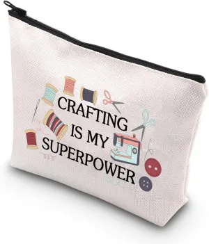 BDPWSS Sewing Gift For Sewing Lovers Sewing Cosmetics Bag Crafting Is My Superpower Crafter Sewer Quilter Crafting Lover Gift Seamstress Gift (Crafting power)