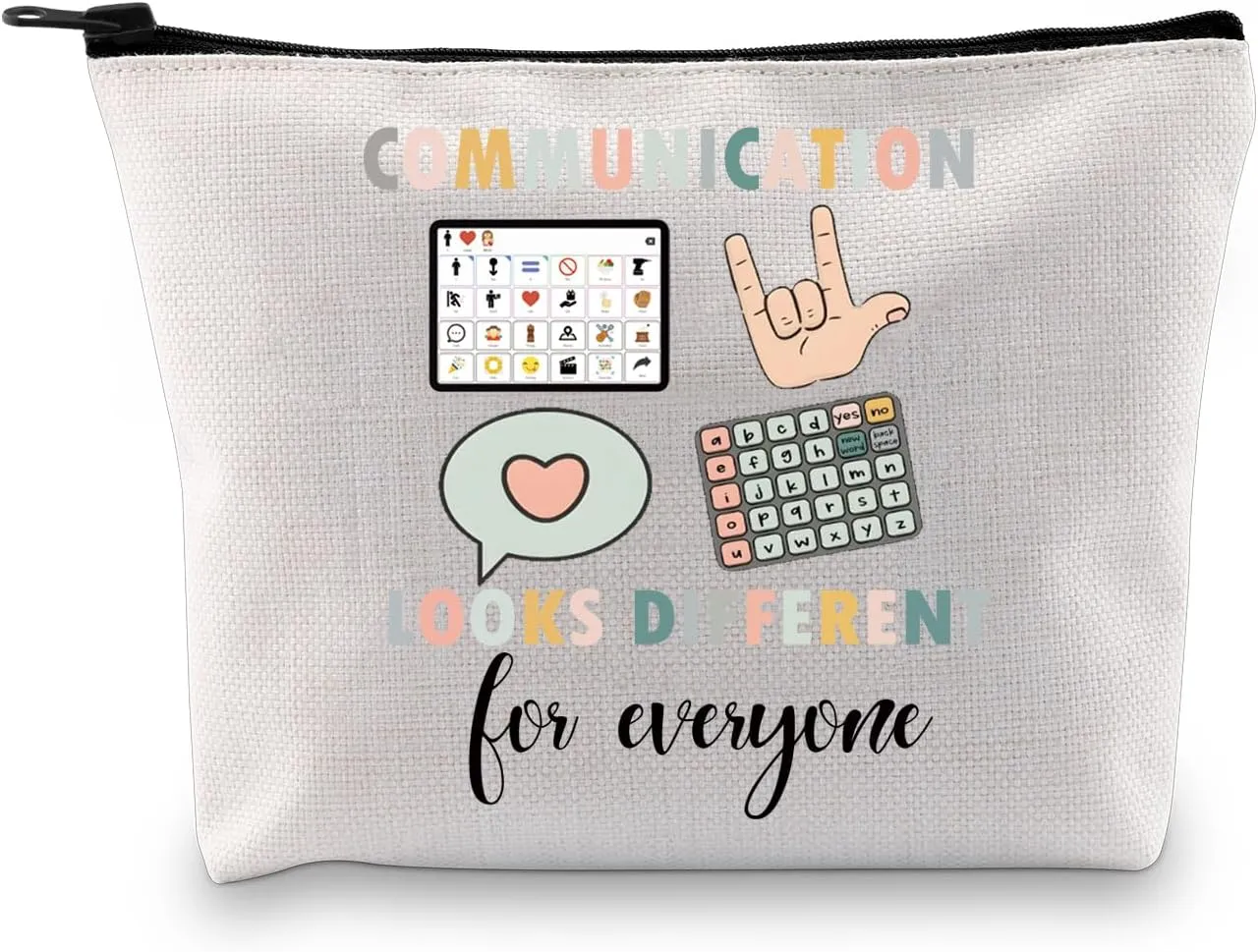 BDPWSS Speech Therapy Gift Speech Language Pathologist Gift Communication Looks Different For Everyone SLPA Gift Makeup Bag (Different communication bag)