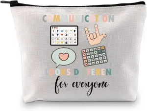 BDPWSS Speech Therapy Gift Speech Language Pathologist Gift Communication Looks Different For Everyone SLPA Gift Makeup Bag (Different communication bag)