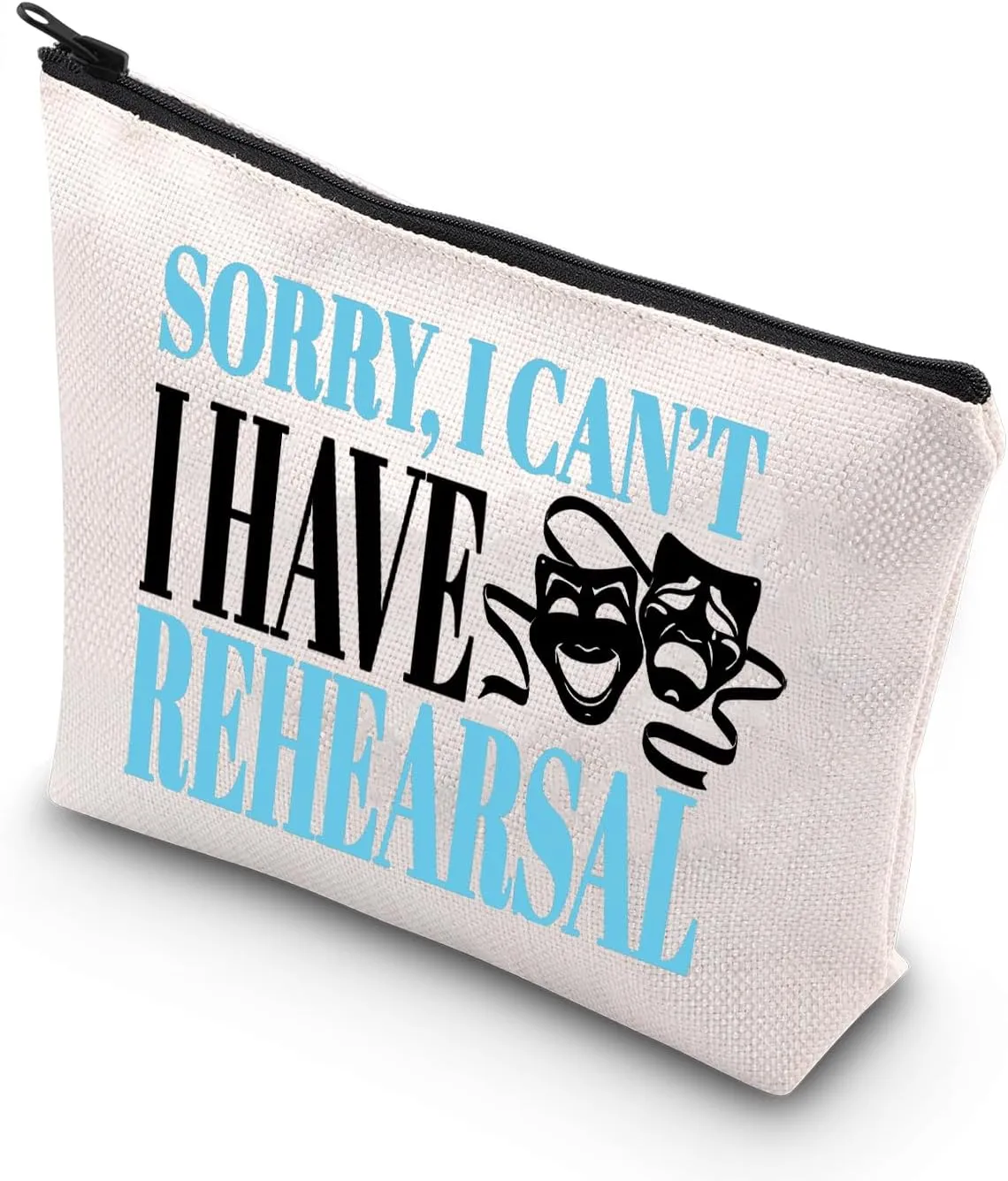 BDPWSS Theater Makeup Bag Drama Actor Actress Gifts Comedy Tragedy Mask Theatre Bag Sorry i Can't i Have Rehearsal Funny Drama Student Gift (I Have Rehearsal)