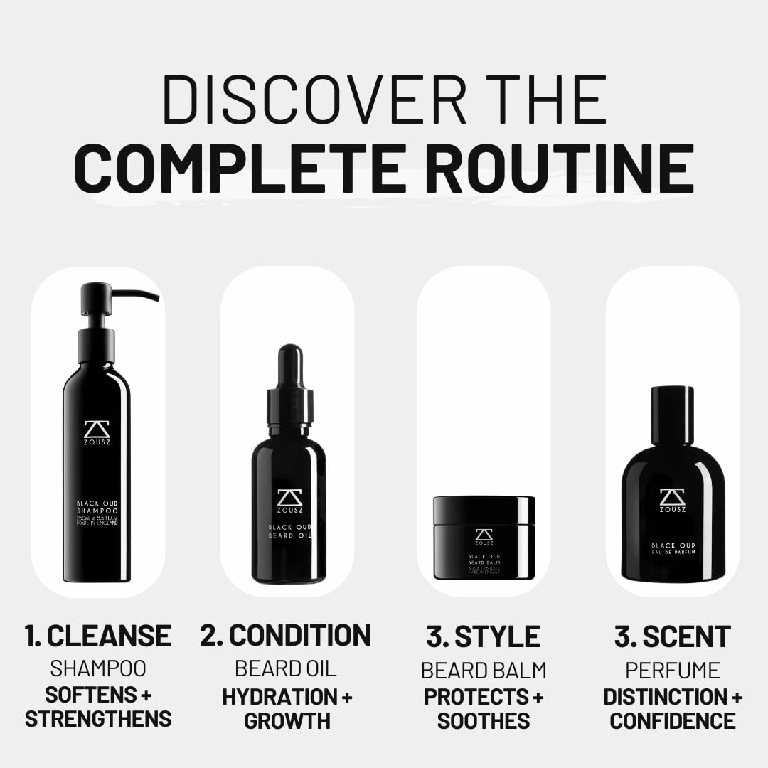 Beard Oil for Men, 100mL Refill Pouch - Black Oud (Growth Enhancer), Beard Care Essential, Moisturiser/Softener, Non-Greasy After Shaving Oil, Paraben-Free