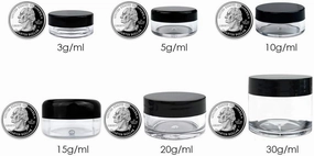 Beauticom 20g/20ml USA Acrylic Round Clear Jars with Lids for Lip Balms, Creams, Make Up, Cosmetics, Samples, Ointments (48 Pieces Jars   Lids, BLACK)