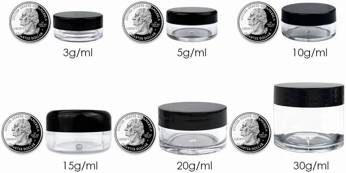 Beauticom 20g/20ml USA Acrylic Round Clear Jars with Lids for Lip Balms, Creams, Make Up, Cosmetics, Samples, Ointments (48 Pieces Jars   Lids, BLACK)