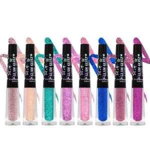 Beauty Bundle Italia Deluxe Glam Glitz Liquid Glitter Eyeliner Set of 8 Water Resistant, Long Lasting, Multi-purpose Wear, Fine Glitter, High Shine Wear