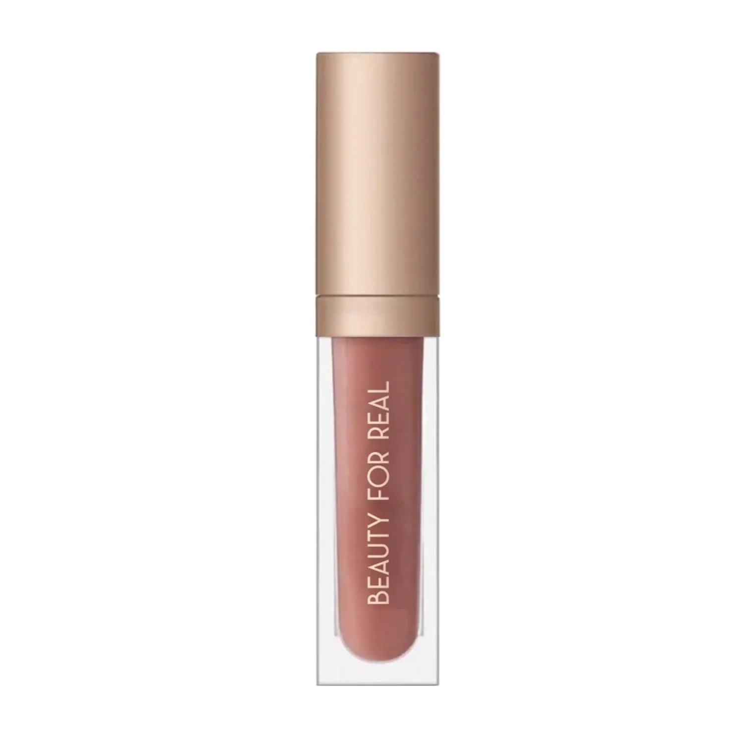 Beauty For Real Lip Gloss   Shine, Nudist - Beige Nude Pink - Non-Sticky Plumping & Hydrating Gloss - Light & Mirror In Cap - Contains Marine Collagen - 0.15 fl oz