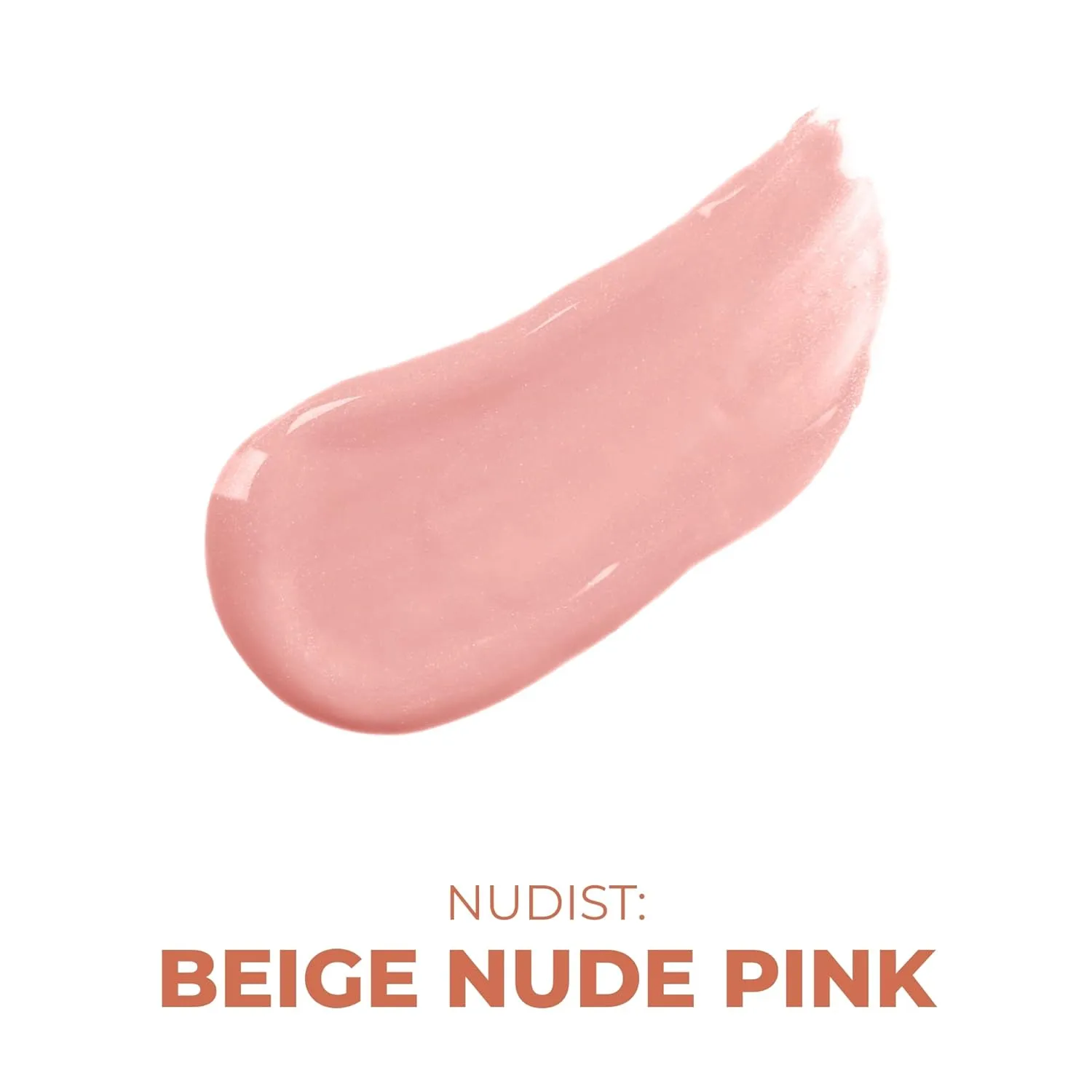 Beauty For Real Lip Gloss   Shine, Nudist - Beige Nude Pink - Non-Sticky Plumping & Hydrating Gloss - Light & Mirror In Cap - Contains Marine Collagen - 0.15 fl oz