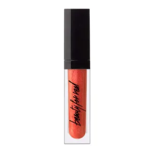 Beauty For Real Lip Gloss   Shine, Orange Rush - Bright Coral Orange - Non-Sticky Plumping & Hydrating Gloss - Light & Mirror In Cap - Contains Marine Collagen - 0.15 fl oz