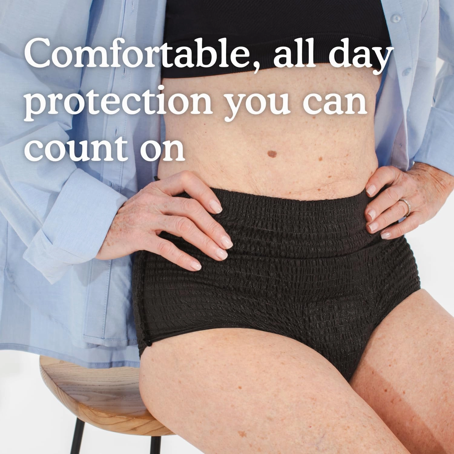 Because Premium Maximum Absorbency Adult Incontinence and Postpartum Bladder Leak Underwear for Women, Heavy Absorbency, Disposable, Black, Large, 20 Count