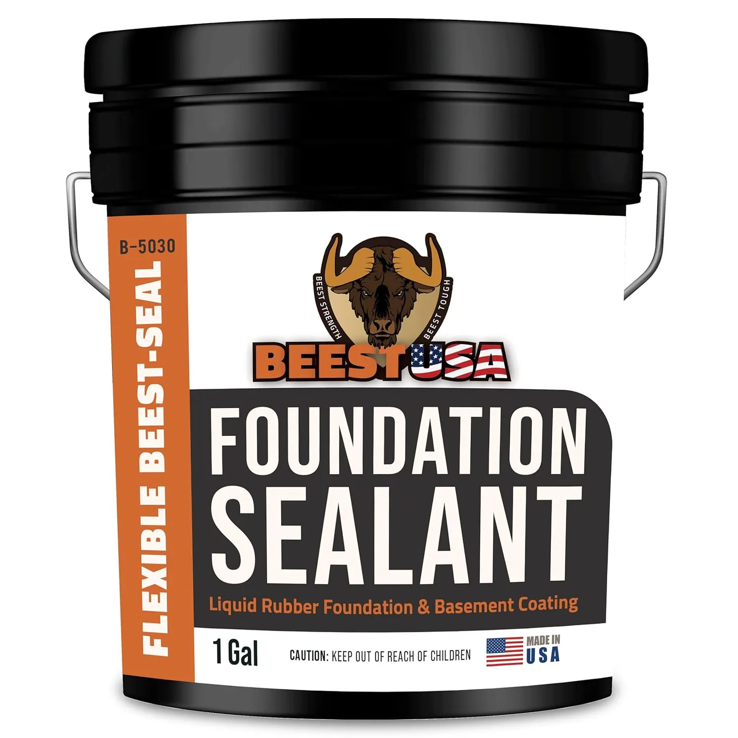 BEEST Foundation Sealant Black, 1 Gallon Covers up to 25-35 Sq ft| Multi-Surface Coating for Indoor/Outdoor Leak Repair| Liquid Rubber Waterproof Sealant - Easy to Apply Foundation Sealer, Low VOC