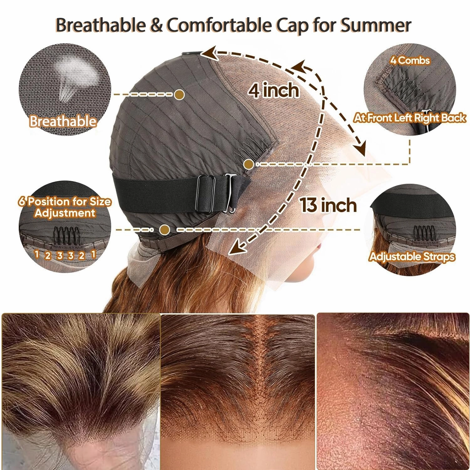 Belaved Ombre Lace Front Wigs Human Hair Highlight Body Wave Honey Brown Blonde 13X4 4/27 Wig Human Hair Pre Plucked HD Frontal 180 Density Glueless 22Inch