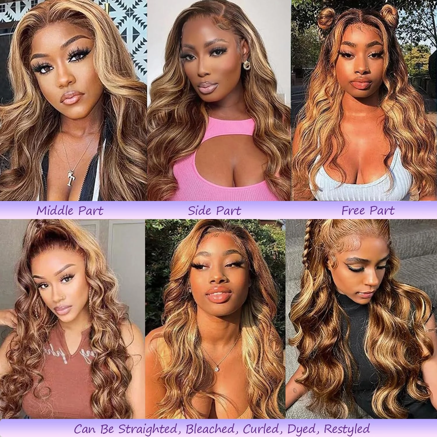 Belaved Ombre Lace Front Wigs Human Hair Highlight Body Wave Honey Brown Blonde 13X4 4/27 Wig Human Hair Pre Plucked HD Frontal 180 Density Glueless 22Inch