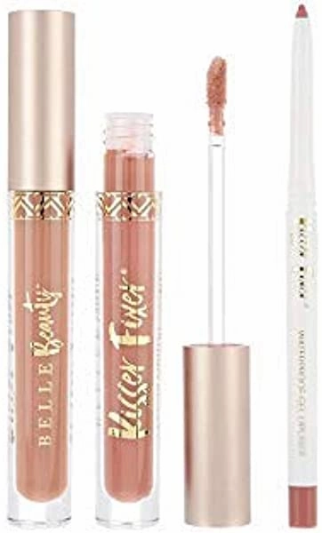 Belle Beauty by Kim Gravel Kisser Fixer Lip Kit Trio - Waterproof Gel Lip Liner, Long Lasting Lipstick, and High Shine Lip Gloss - True Nude