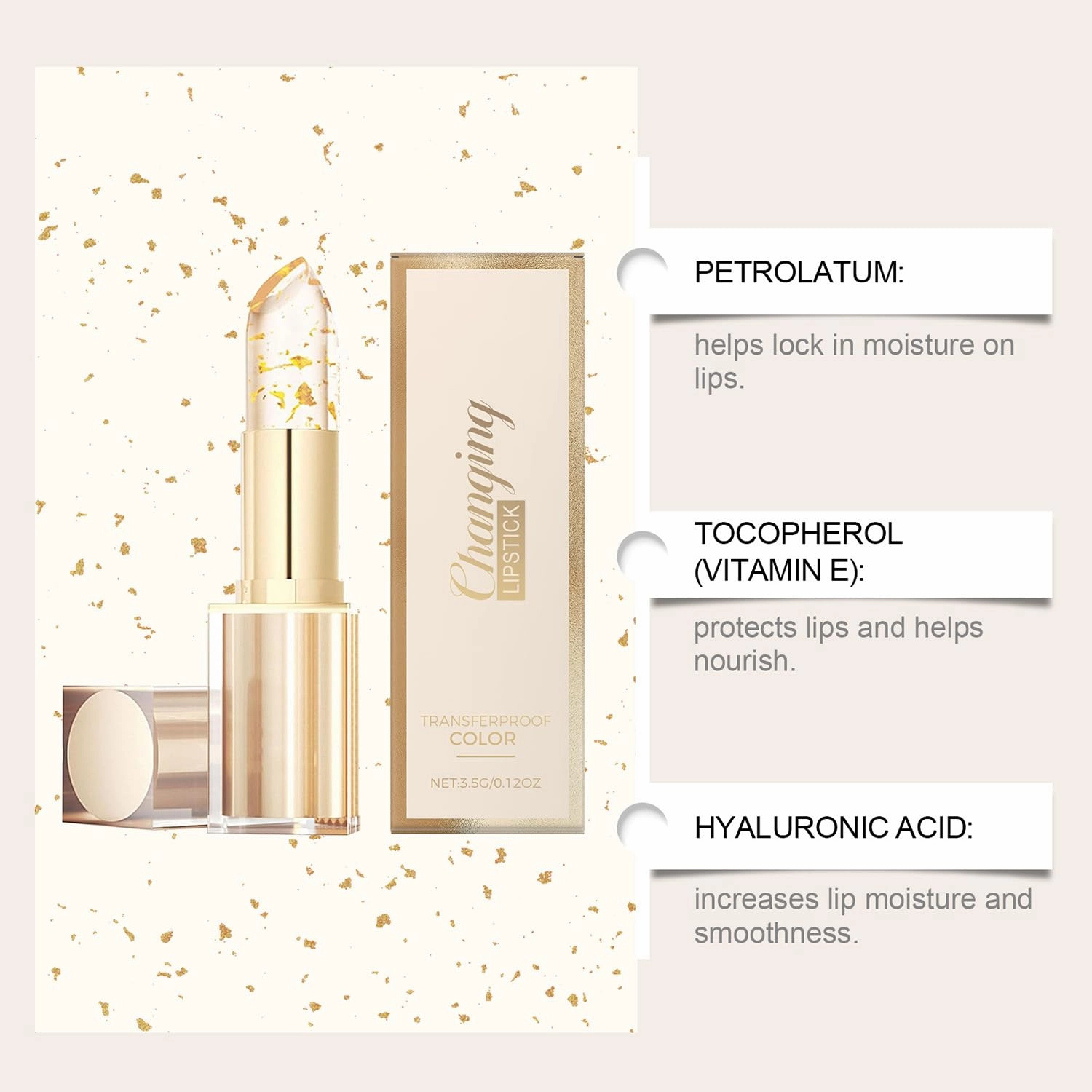 Beneficial Lipstick, Beneficial Lip Stain, Transfer Proof Color Changing Lipstick, Moisturizing and Nourishing Lips, High-Shine Makeup (3pcs)