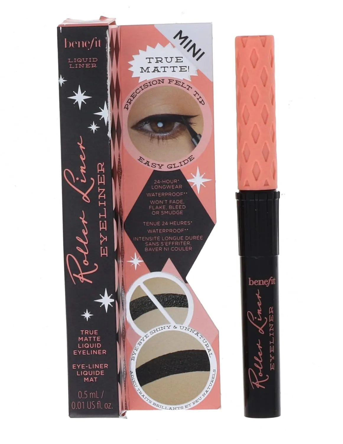 Benefit Roller Liner Black True Matte Liquid Eyeliner Mini, 0.01 Fl Oz
