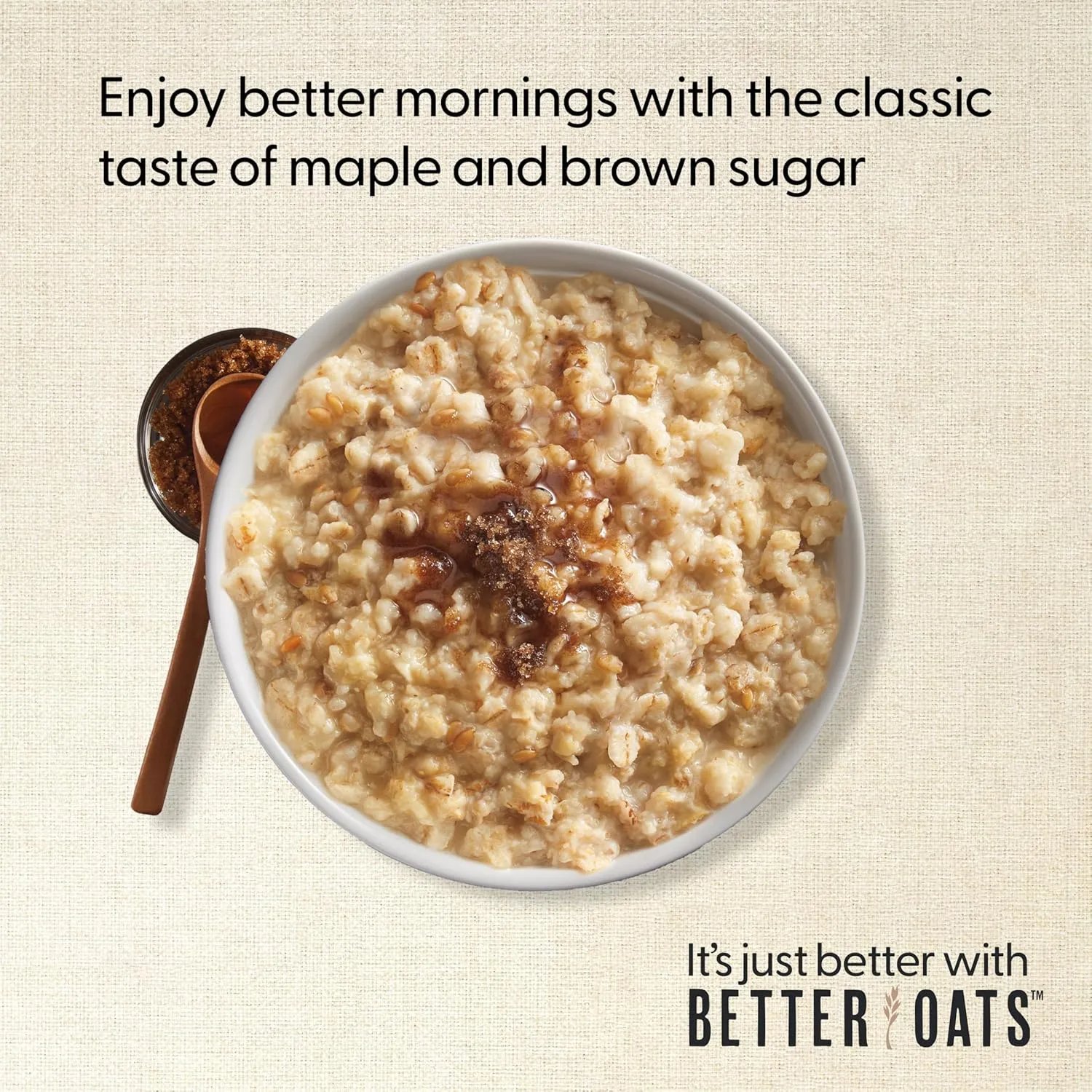 Better Oats Steel Cut Protein Maple and Brown Sugar Oatmeal with Flax Seeds, Quick-Cooking, Box of 8 Pouches (Pack of 6)