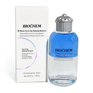 BIOCHEM Bi-Phase Eye & Lip Heavy Makeup Remover, Waterproof Mascara Remover, Gentle Cleanser for Waterproof Makeup & Mascara with Natural Ingredients for All Skin Types (4.06 fl. oz / 120 ml)