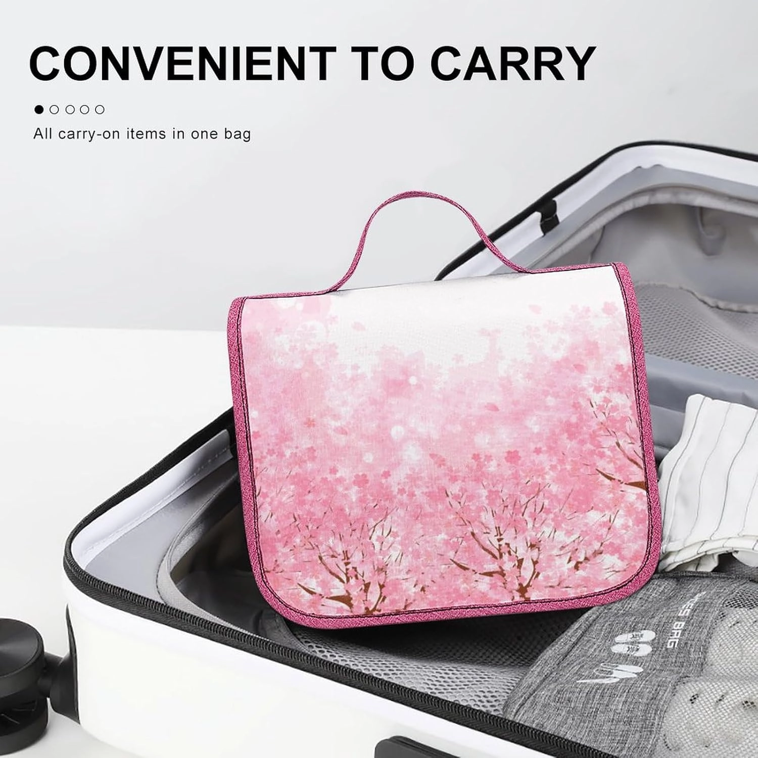 Birds,Makeup Bag Cosmetic Travel Bag with Hanging Hook,Birds Sitting on Wires,Water-resistant Make Up Bag Organizer for Accessories,Brushes,Sponge,Full-size Container,Toiletries,Brown