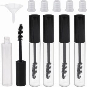 Black 10ml Empty Mascara Tube Plastic Clear Mini Lip Gloss Tube DIY Accessories Pack of 5