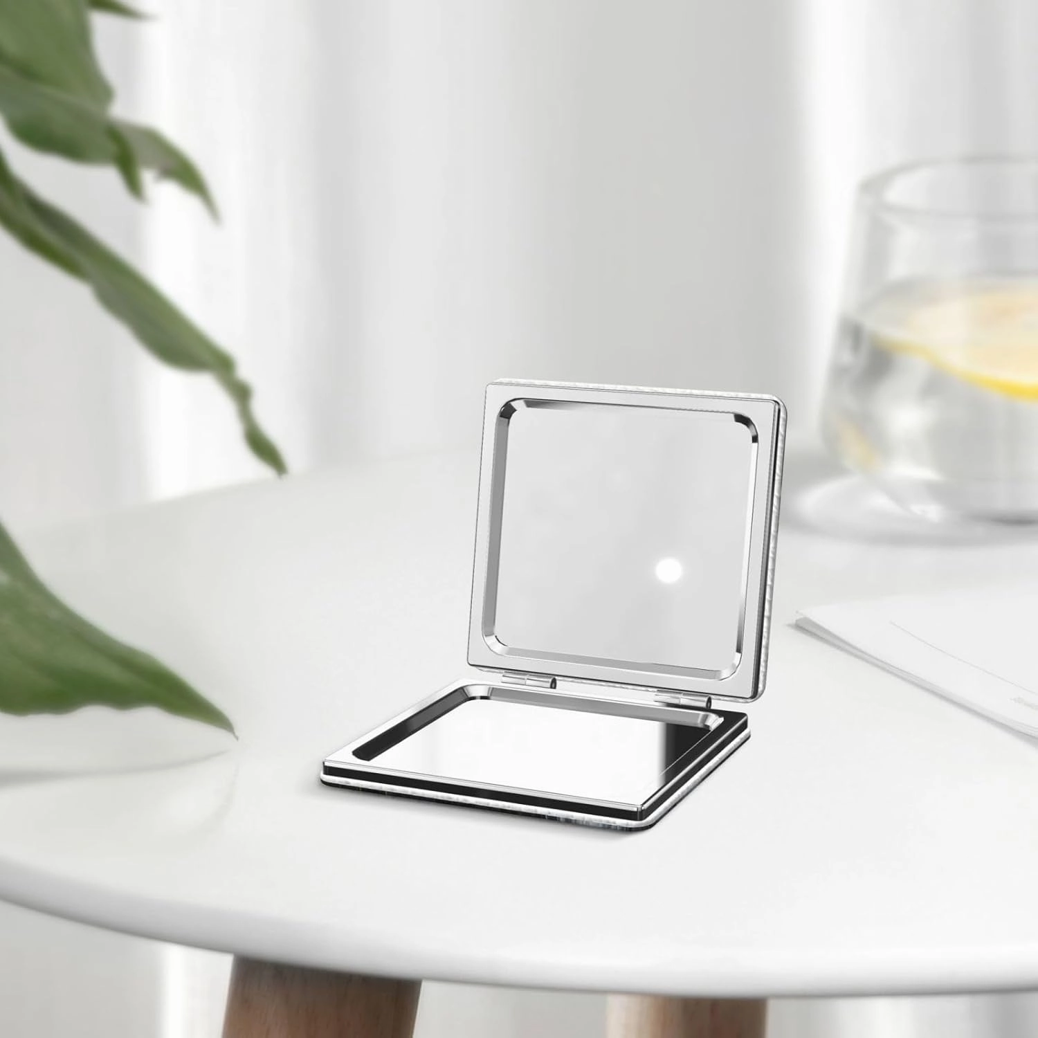 Black and White marbling Makeup Mirror Portable Folding Mini Mirror Double Sided Travel Makeup Mirror Square Handheld Pocket Mirror