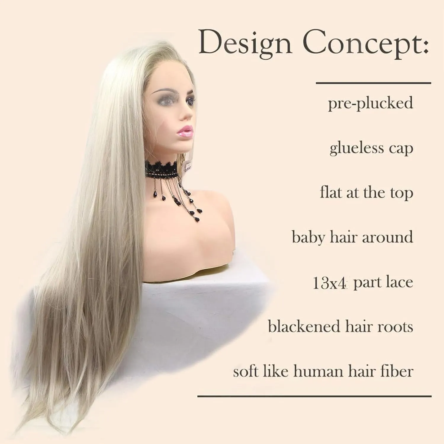 Blonde Lace Front Wig for Women Straight Blond Synthetic Lace Front Wigs Ombre Brown Platinum Blonde Long Wig Pre Plucked Natural Hairline Glueless Heat Resistant Fiber Hair 24 Inch Cosplay Wig