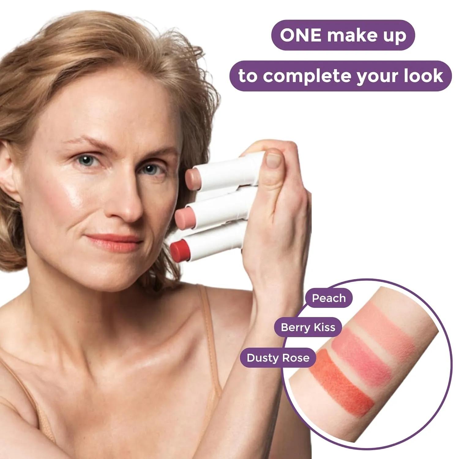 BloomBlush  Multipurpose Color Stick For Older Women - Blush, Lipstick & Contour in 1- Radiant, Healthy Glow & Nourishing Formula - For Sensitive Skin (Berry Kiss, Regular)