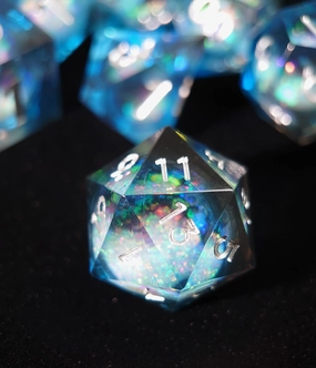 Blue and Black DND Liquid Core Sharpe Edge Dice Set with Leathery Bag – Polyhedral Dice Set for D&D,TTRPGs,Dungeons and Dragons,Role Playing Games – D20 System Games (Ocean Blue & Black)