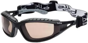 Bolle Safety 253-TR-40088 Tracker Safety Eyewear with Black/Gray Polycarbonate   TPE Full Frame and Twilight Lens