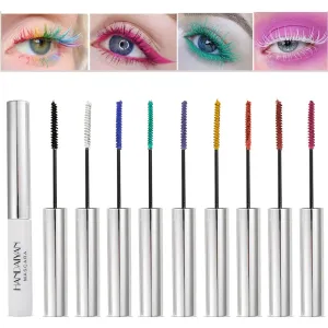 BONNIE CHOICE 9 Colors Colored Mascara Set for Eyelashes, Red Pink Purple Blue White Black Rainbow Colorful Mascara Waterproof Charming Long Lasting Voluminous Eye Makeup Mother's Day Gifts for Women