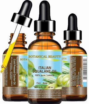 Botanical Beauty SQUALANE Italian Olive. 100% Pure/Natural/Undiluted Oil. 2 fl.oz- 60ml. 100% Ultra-Pure Moisturizer for Face, Body & Hair. Reliable 24/7 skincare protection