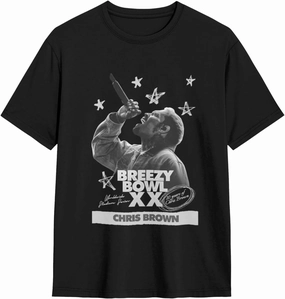 Breezy Xx 2025 Music Tour T-Shirts Noveltyfine Cotton Tops Black