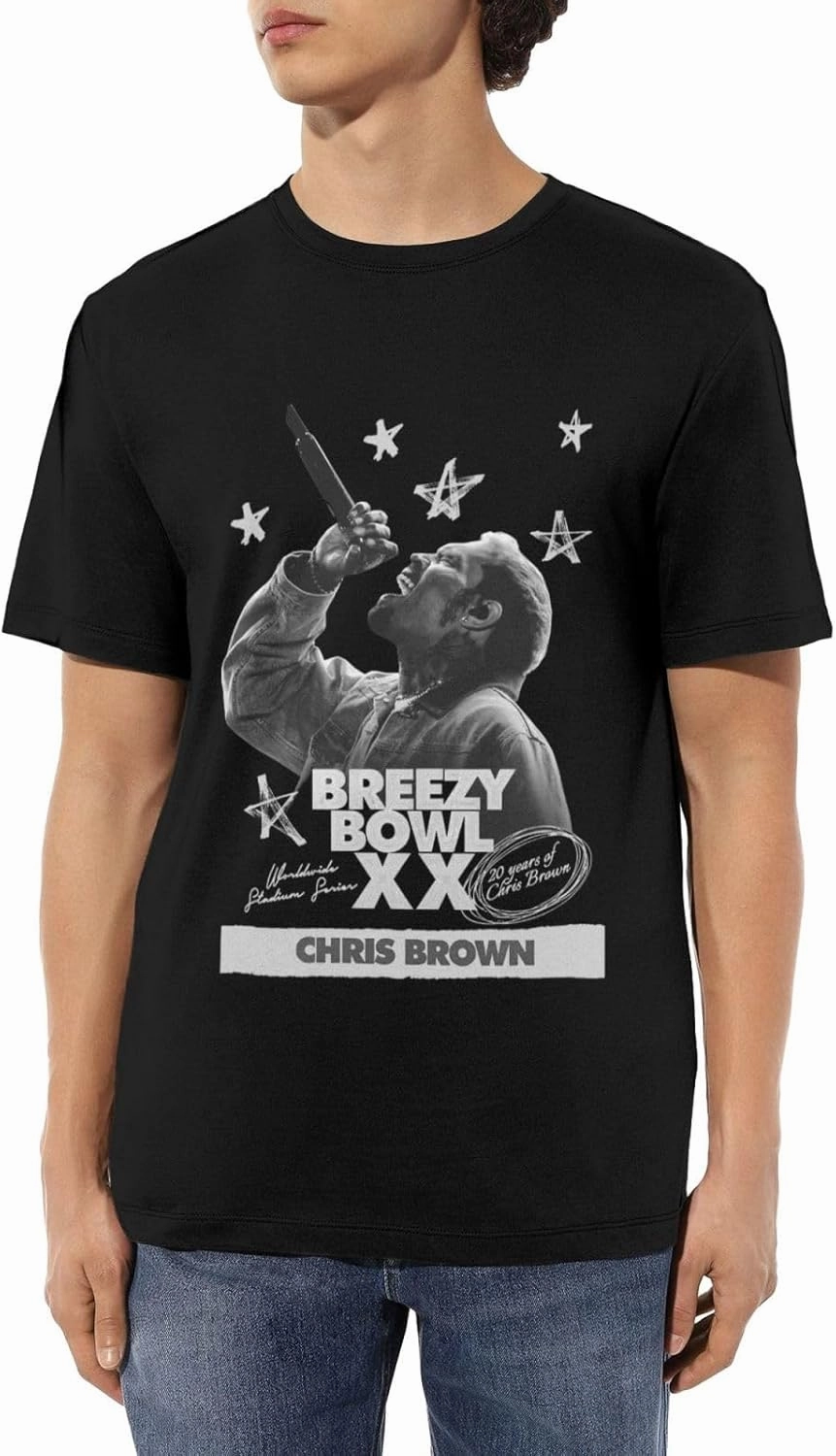 Breezy Xx 2025 Music Tour T-Shirts Noveltyfine Cotton Tops Black