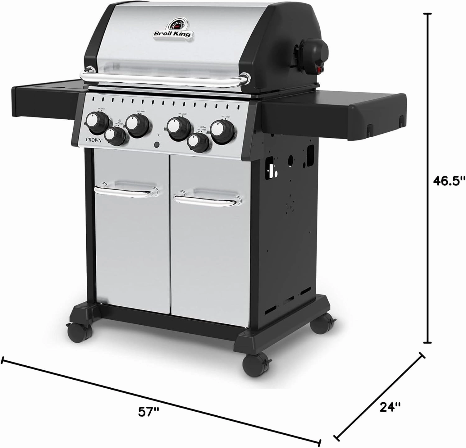 Broil King 865384 Crown S 490, Liquid Propane (LP), Stainless Steel, Black