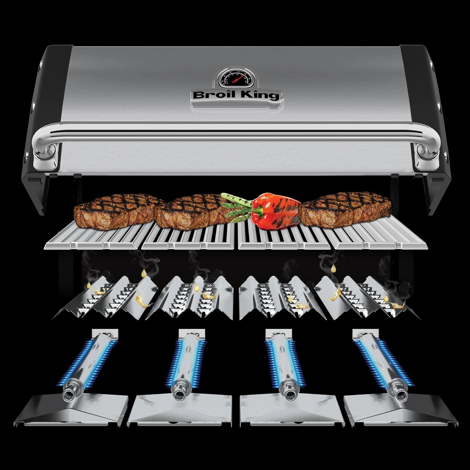 Broil King 865384 Crown S 490, Liquid Propane (LP), Stainless Steel, Black