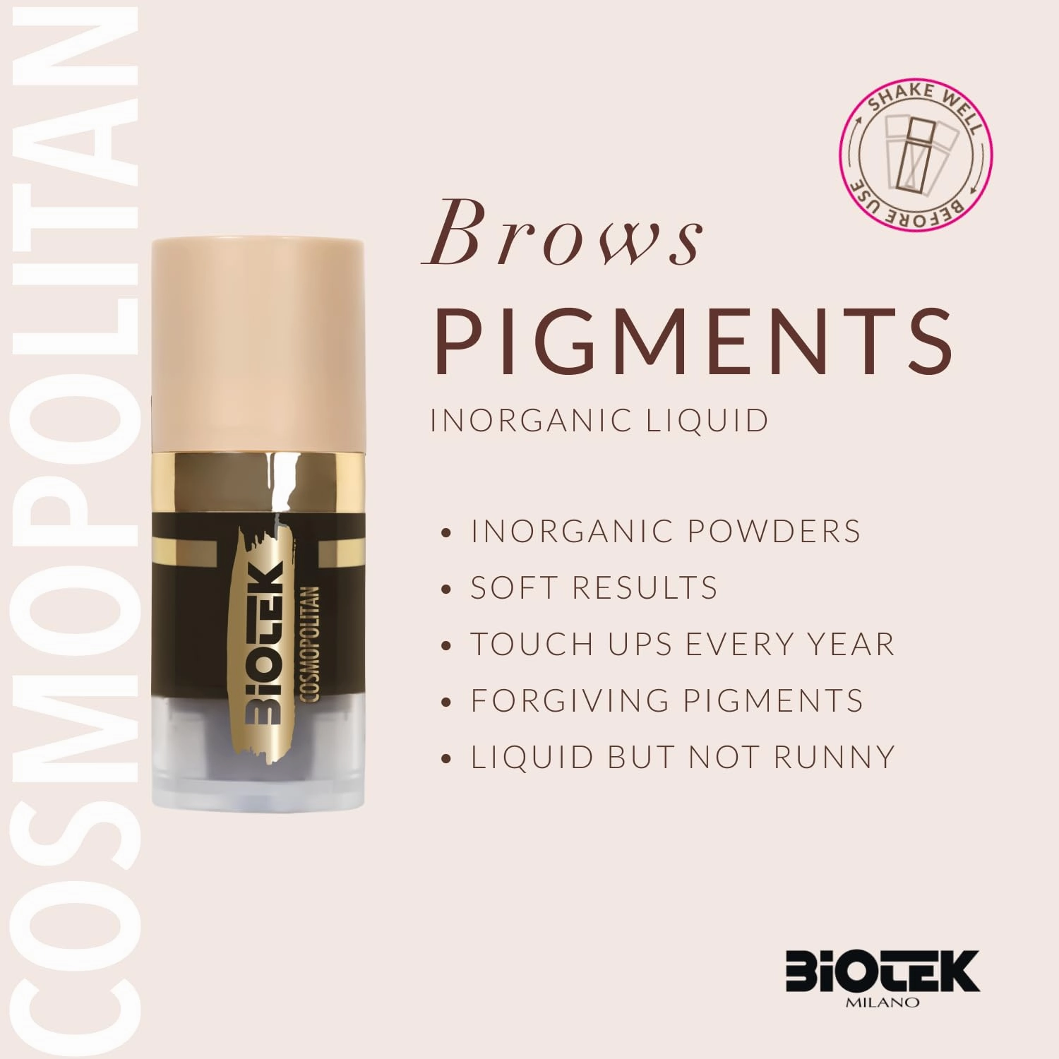 Brow pigments Inorganic Liquid - Made in Italy - Cosmopolitan 0.24 Fl Oz (Pack of 1)