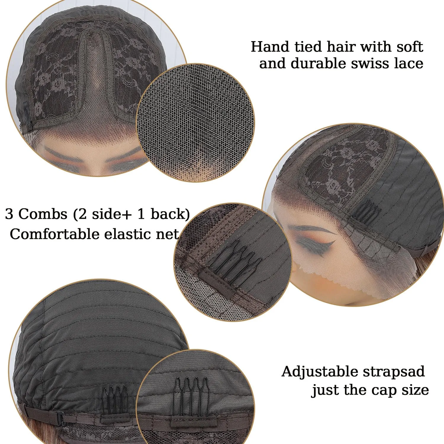 Brown Blonde Lace Front Wig Highlight Synthetic Lace Wigs Pre Plucked HD Lace Wear And Go Glueless Brown Wigs 26inch Long Straight Blonde Highlight Wig