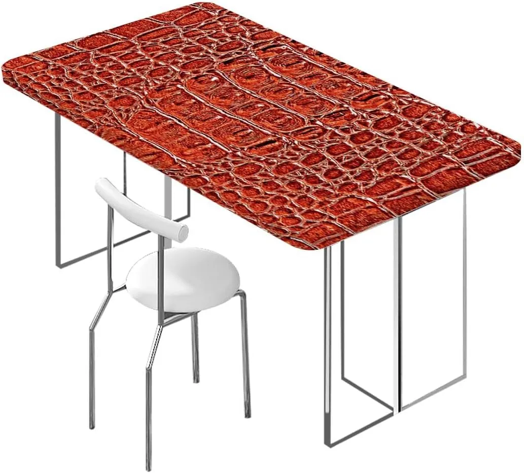 Brown Fitted Table Cover for Square Tables Crocodile Skin Designer Themed Art for Outdoor Indoor Picnic Party Rectangle Table Cloth Animal Print Fits up 5 Foot Tables