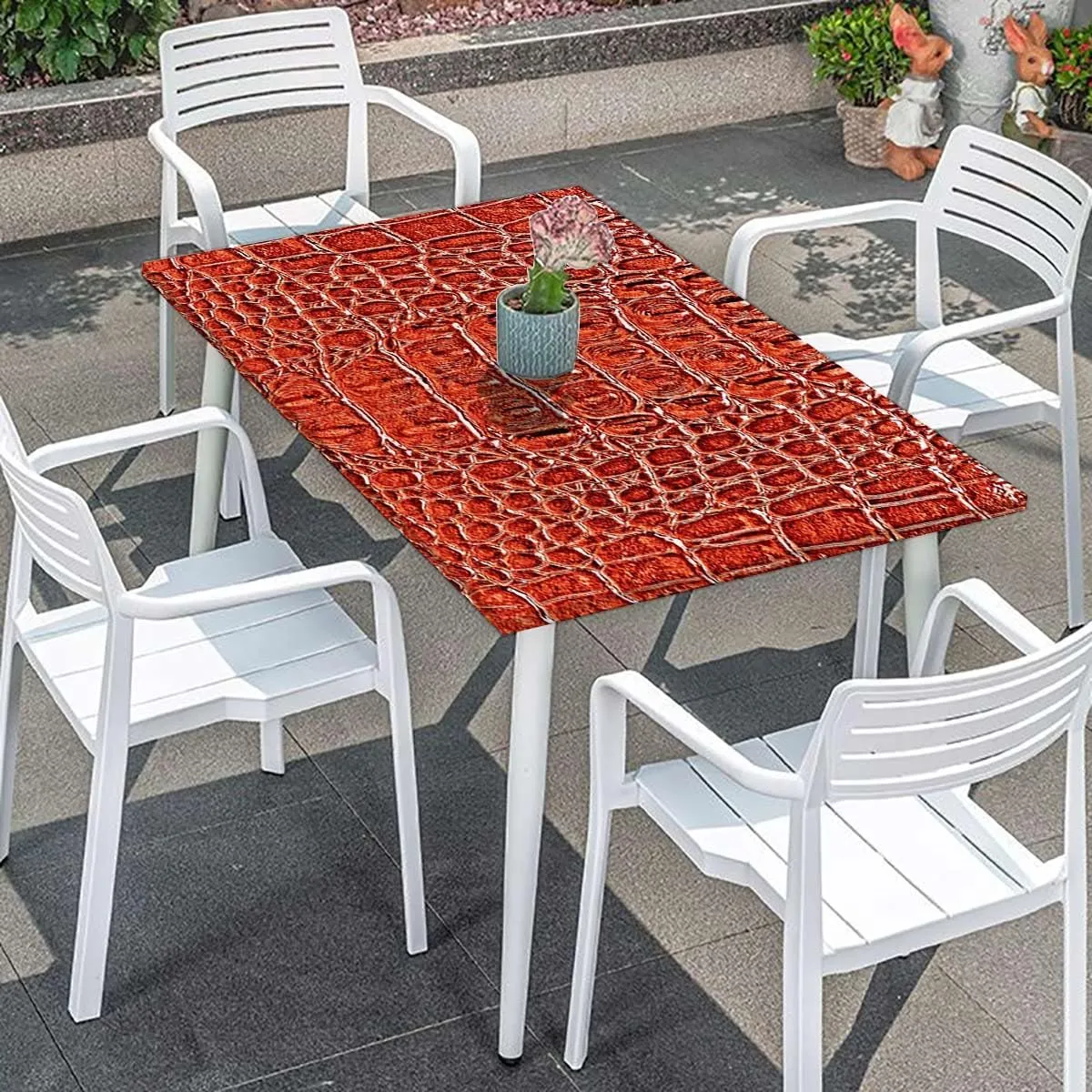 Brown Fitted Table Cover for Square Tables Crocodile Skin Designer Themed Art for Outdoor Indoor Picnic Party Rectangle Table Cloth Animal Print Fits up 5 Foot Tables