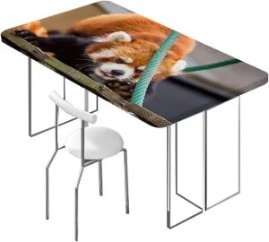 Brown Green Elastic Edge Fitted Table Cloth, Africa Panda Activity Eco Photo Rectangle Table Cover for Outdoor Picnic Camping Parties Jungle Animals Fits up 5 Foot Tables