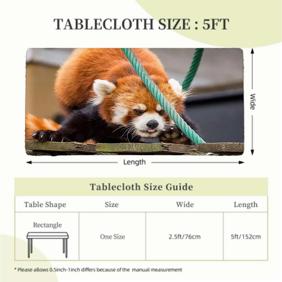 Brown Green Elastic Edge Fitted Table Cloth, Africa Panda Activity Eco Photo Rectangle Table Cover for Outdoor Picnic Camping Parties Jungle Animals Fits up 5 Foot Tables
