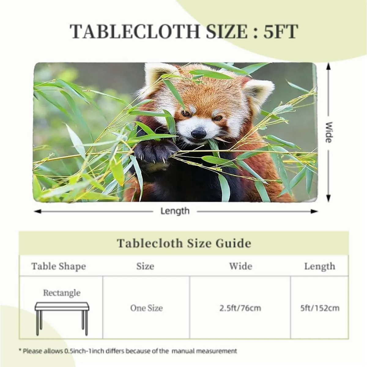 Brown Green Elastic Edge Fitted Table Cloth, Africa Panda Activity Eco Photo Waterproof Elastic Fitted Table Covers,Camping, Indoor, Outdoor Jungle Animals Fits up 5 Foot Tables
