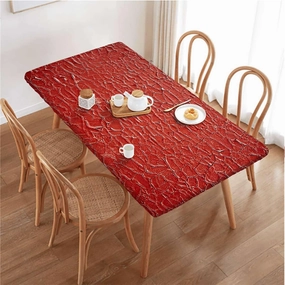 Brown Rectangle Elastic Fitted Tablecloth Crocodile Skin Designer Themed Art for Dining Tables,Buffet Parties and Camping Animal Print Fits up 5 Foot Tables