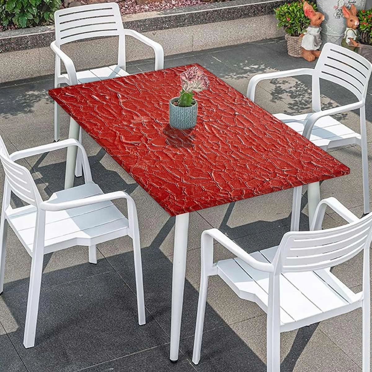 Brown Rectangle Elastic Fitted Tablecloth Crocodile Skin Designer Themed Art for Dining Tables,Buffet Parties and Camping Animal Print Fits up 5 Foot Tables