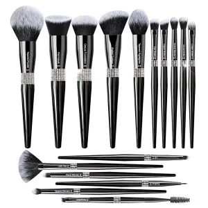 Bueart Design 16Pcs Premium Quality Labeled Pro Makeup Brushes Set with Foundations Powder Blush Concealer Blending Eyeshadow Contour Brush