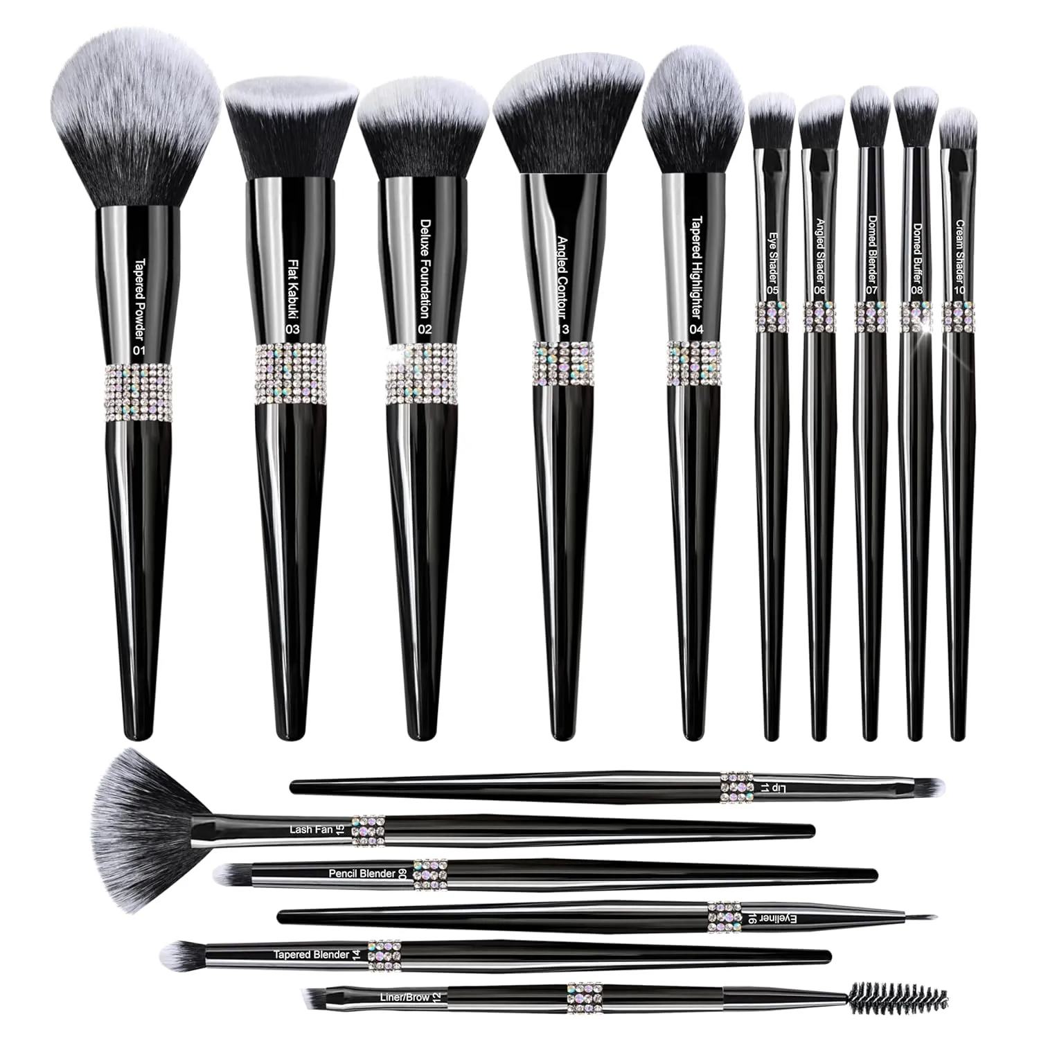 Bueart Design 16Pcs Premium Quality Labeled Pro Makeup Brushes Set with Foundations Powder Blush Concealer Blending Eyeshadow Contour Brush